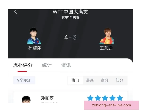 孙颖莎四比零击败王艺迪六年九次进决赛仍难超越顶级对手